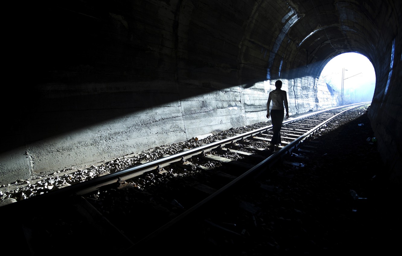 Photo Wallpaper Light, Person, Silhouette Tunnel, Light - Light In The End Of Tunnel - HD Wallpaper 