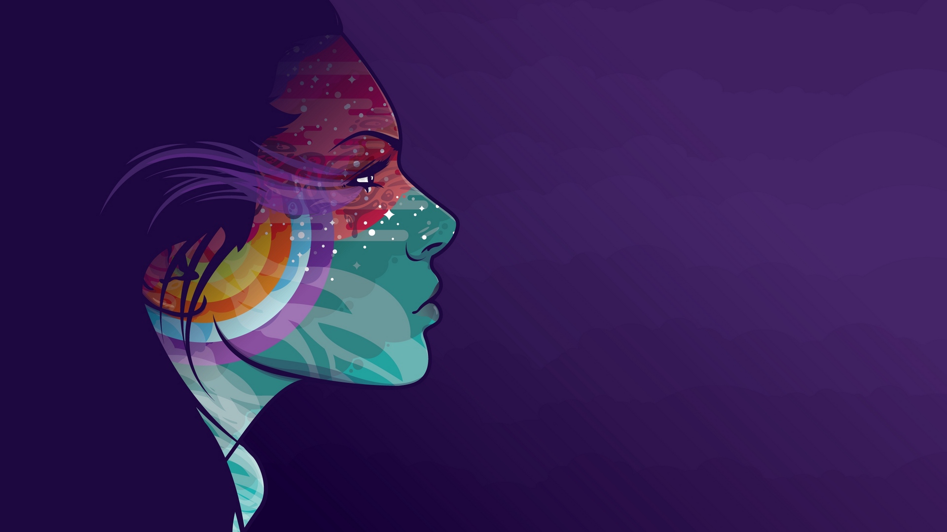 Wallpaper Girl, Profile, Vector - Papel De Parede Ubuntu Linux - HD Wallpaper 
