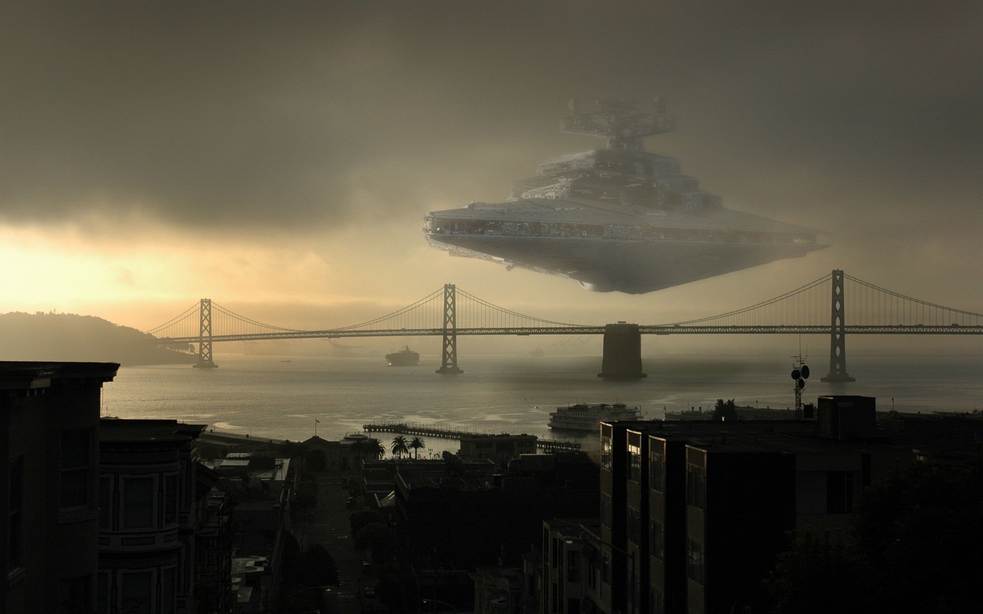 Star Destroyer Over Bridge - HD Wallpaper 