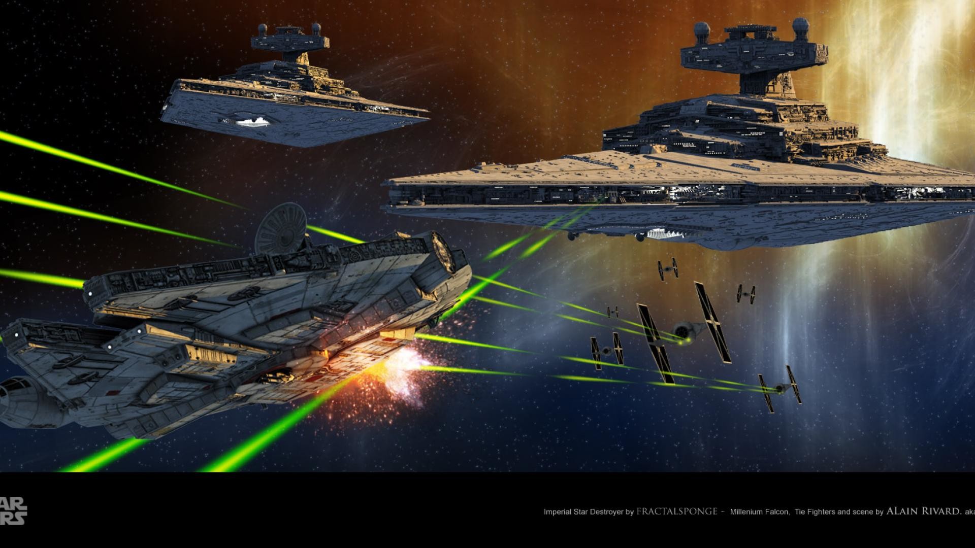 Millennium Falcon Star Destroyer Star Wars Wallpaper - Star Destroyer Millennium Falcon - HD Wallpaper 