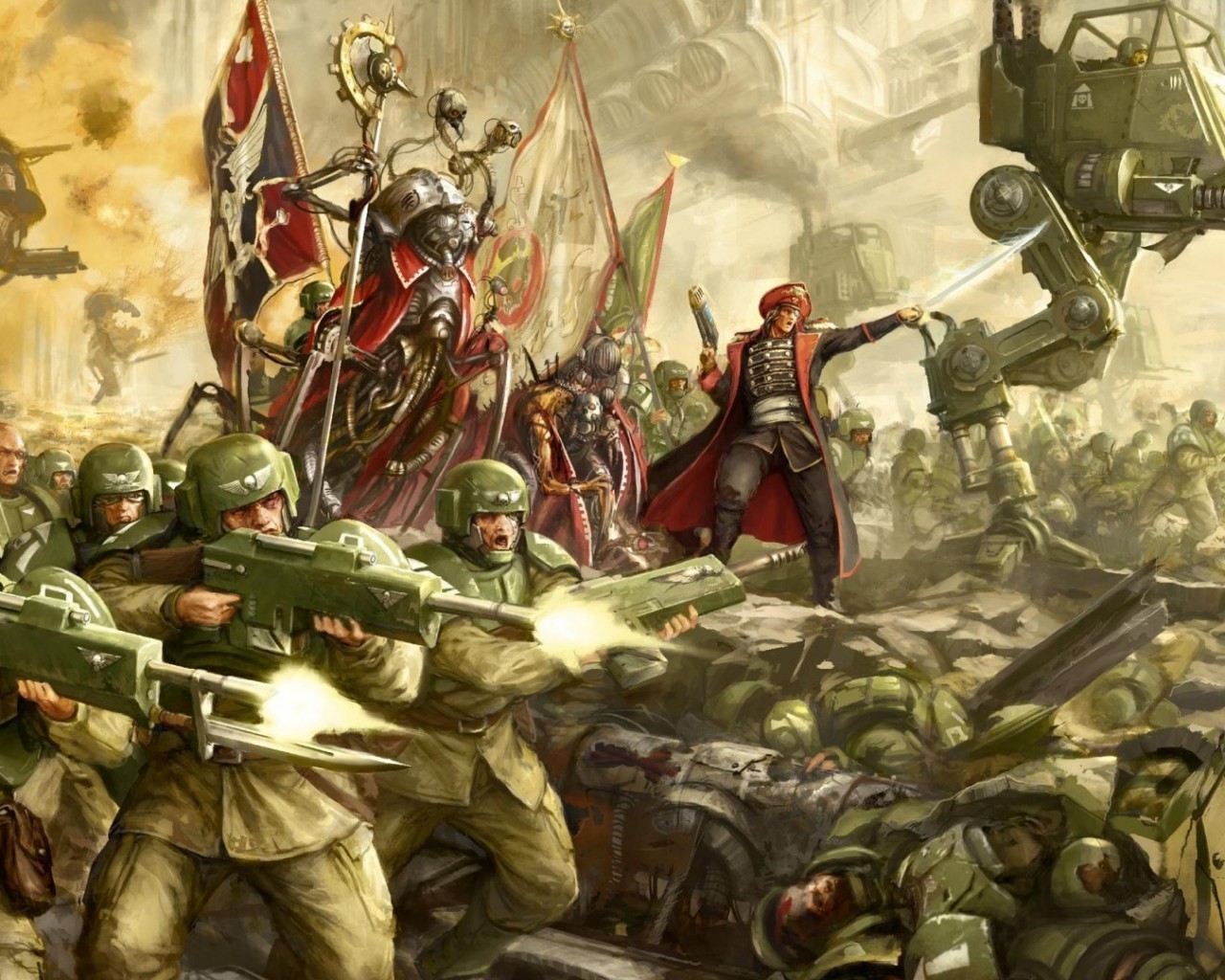 Imperial Guard, Warhammer 40k, Battle, Soldiers - Warhammer 40 000 Imperial Guard - HD Wallpaper 