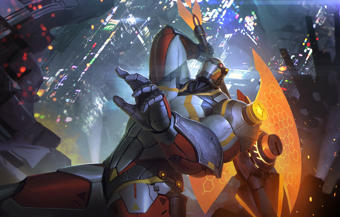 Photo Wallpaper Fiction, Art, Helmet, Armor, Axe, Cyborg, - Flex Silhouette Heroes Of Newerth - HD Wallpaper 