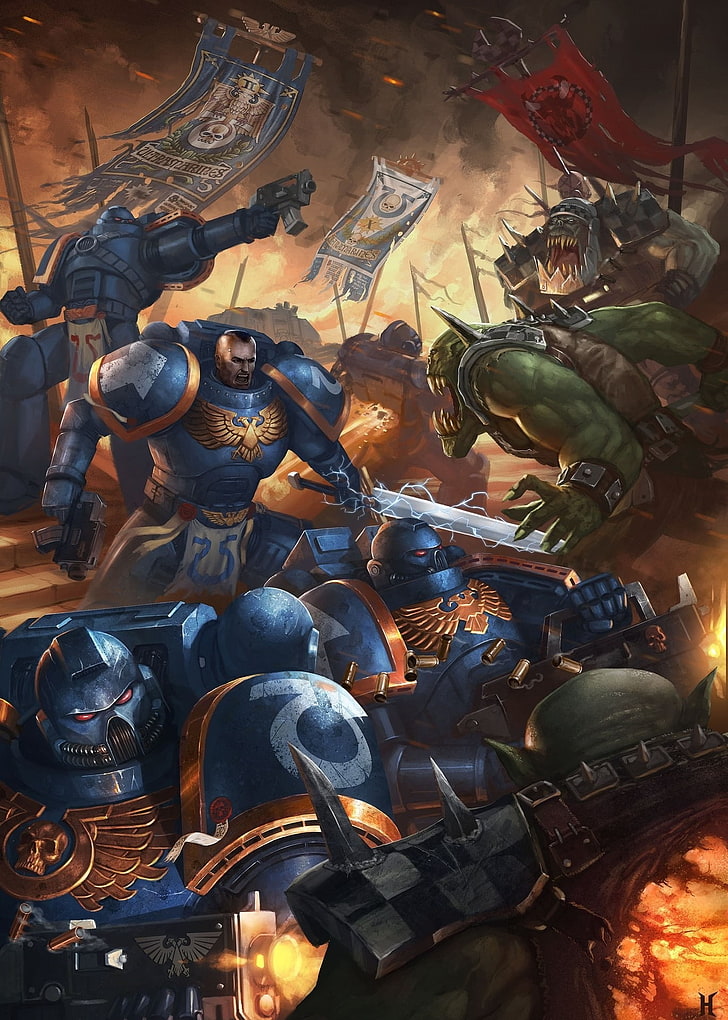 Warhammer 40,000, Ultramarines, Market, Large Group - HD Wallpaper 