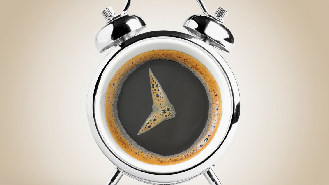 Download Wallpaper Clock Pins Made Of Coffee Foam - Clock Coffee - HD Wallpaper 