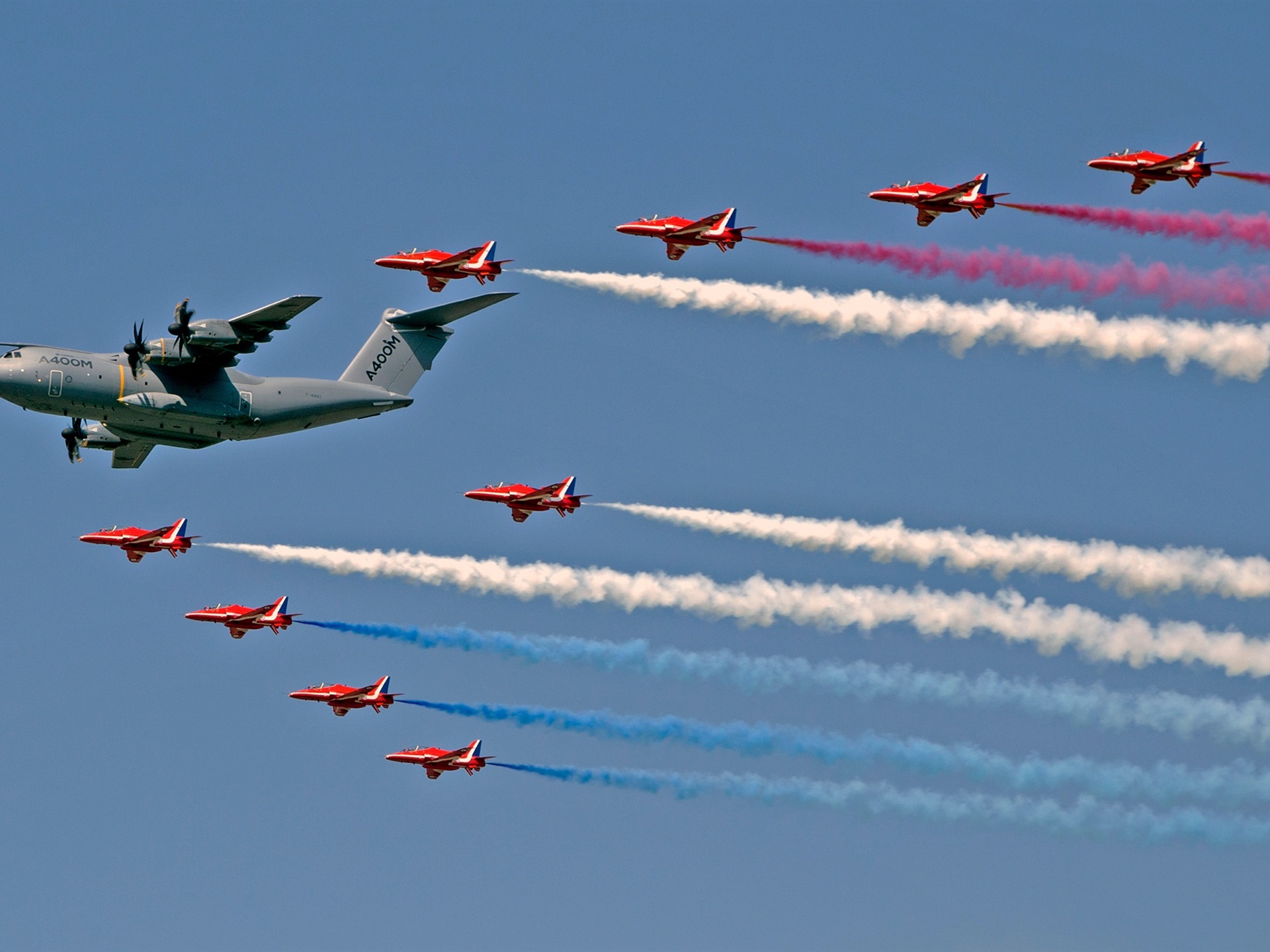 Wallpaper Royal Air Force, Red Arrows Fighters, Transport - Dubai Airshow - HD Wallpaper 