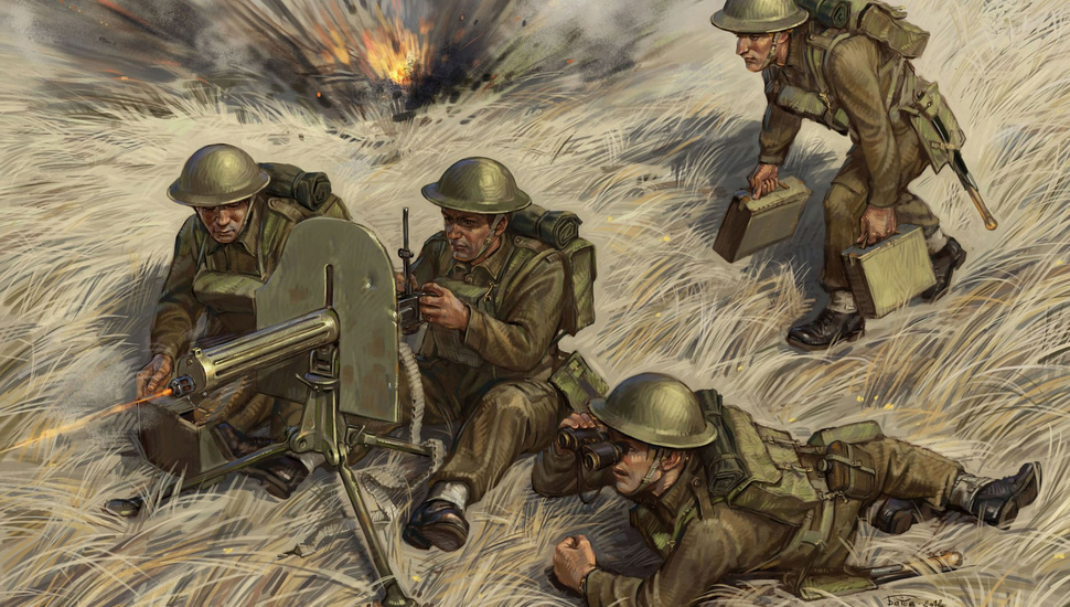 Gun, With, Art, Calculation, Ww2 - British Soldiers Ww2 Art - HD Wallpaper 