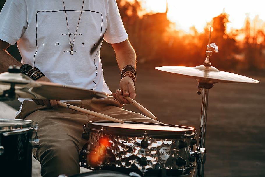 Person Playing Drum During Golden Hour, Photography - Playing Drums Photography - HD Wallpaper 