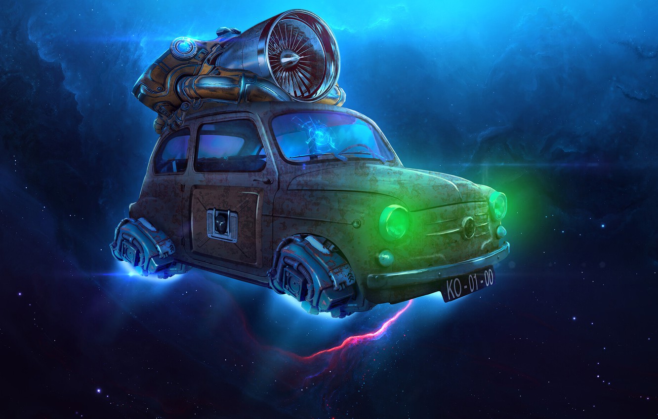 Photo Wallpaper Stars, Retro, Space, Machine, Style, - Retro Space - HD Wallpaper 