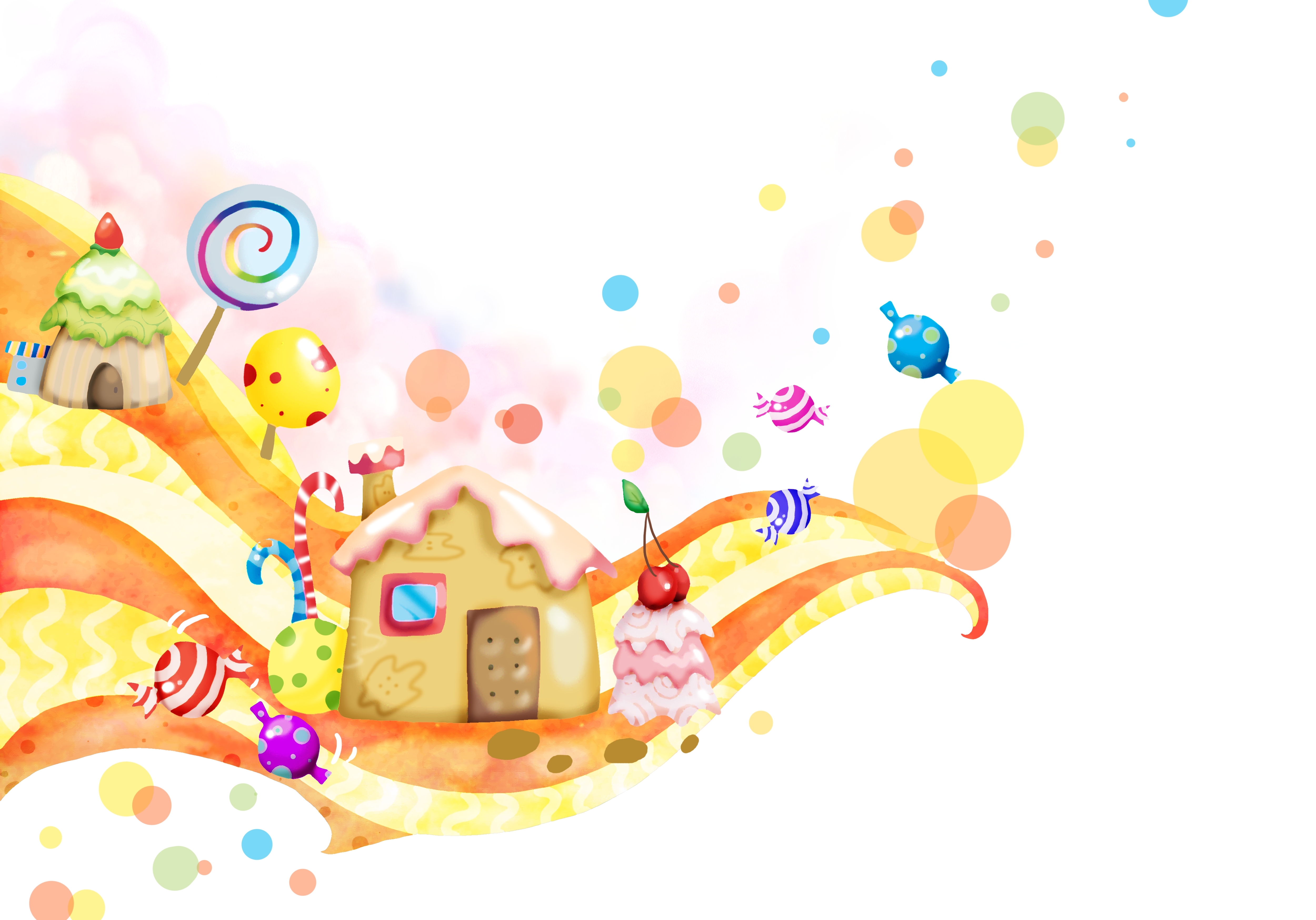 Lollipop With Cartoon Background - HD Wallpaper 