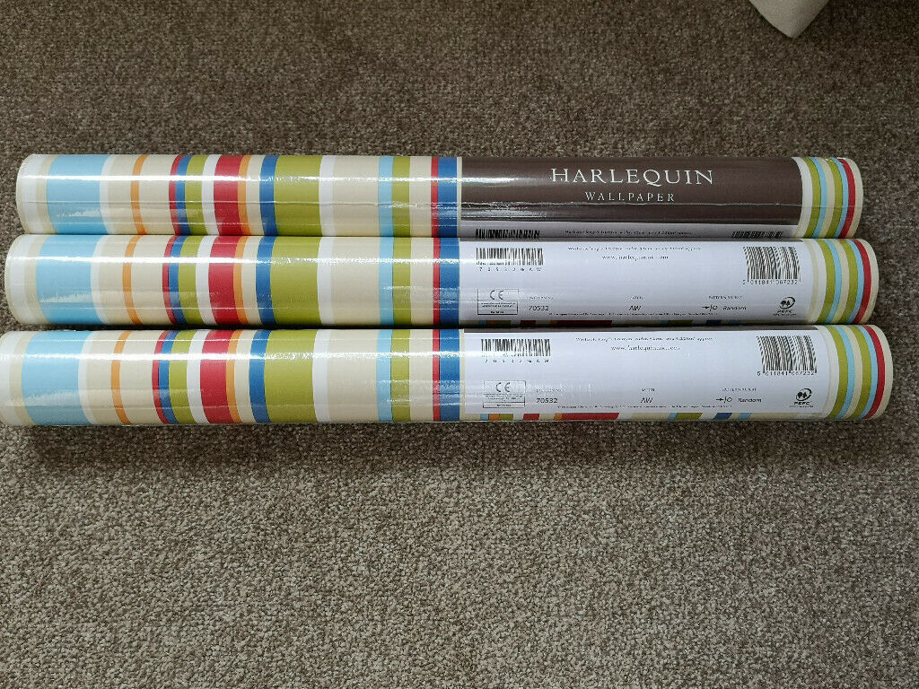 3 Rolls Harlequin Wallpaper Candy Stripe What A Hoot - Book - HD Wallpaper 
