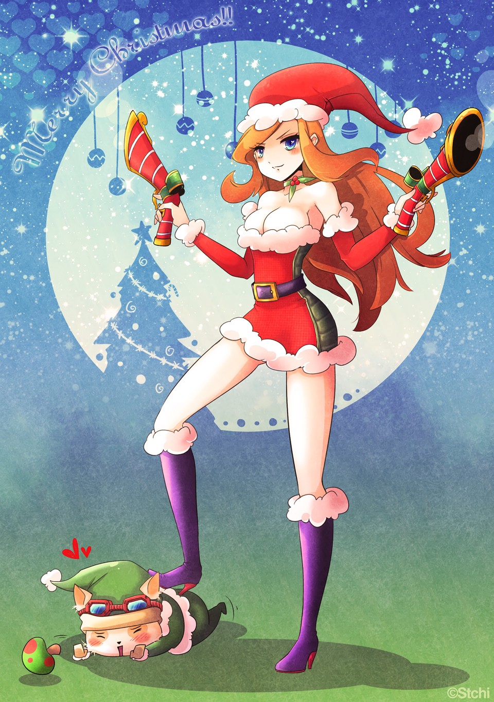 Candy Cane Miss Fortune By Stchi Wong 聖慈 Hd Wallpaper - Candy Cane Miss Fortune Fanart - HD Wallpaper 