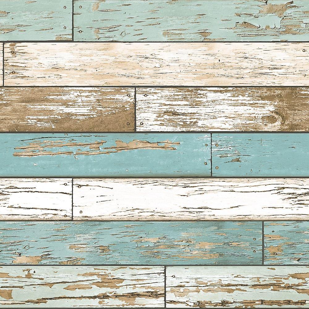 A Street Prints Wood Effect Wallpaper Distressed Scrap - Turquoise Wood - HD Wallpaper 