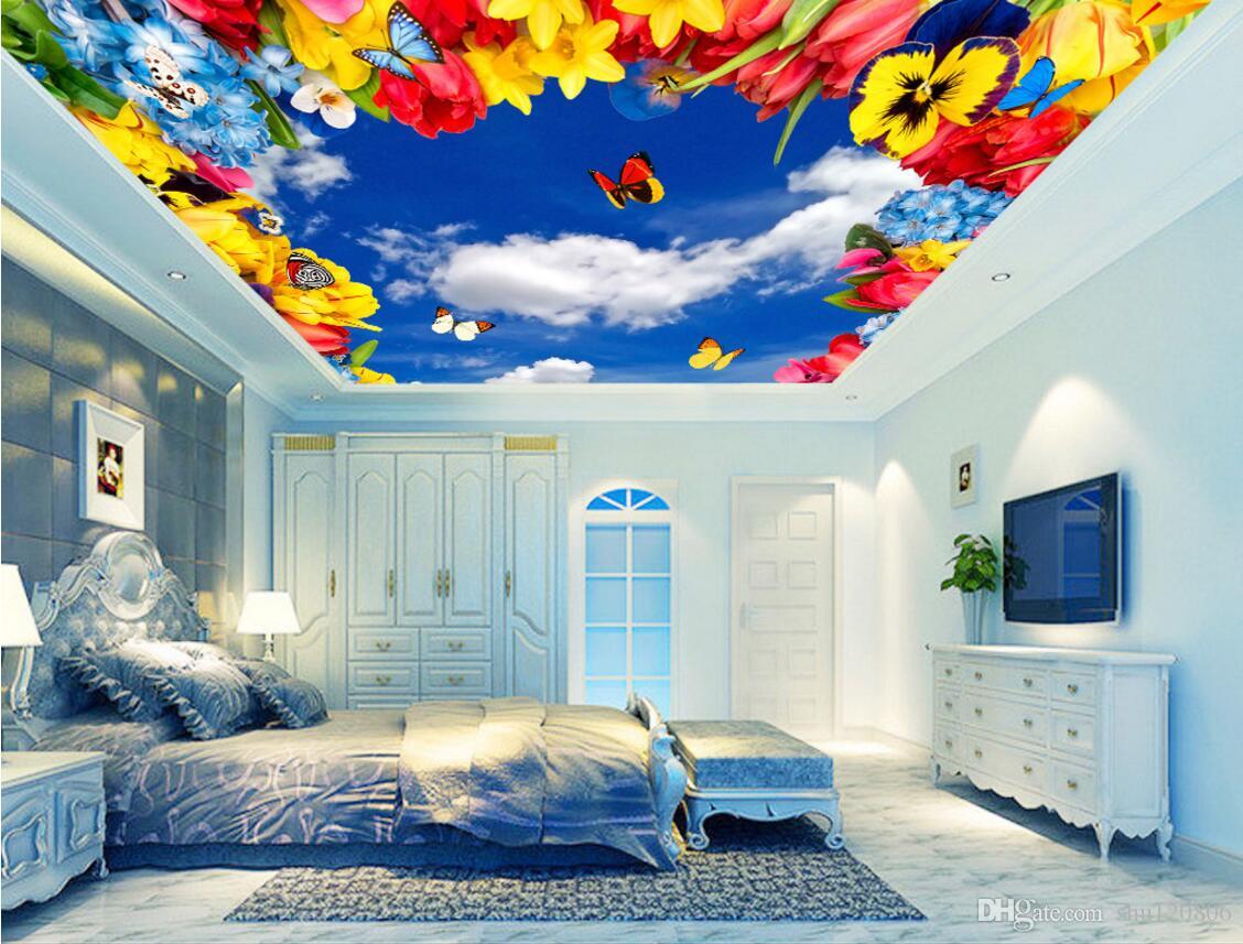 3d Wallpaper Custom Photo Non-woven Picture Blue Sky - 3d Nature Wallpaper For Bedroom - HD Wallpaper 