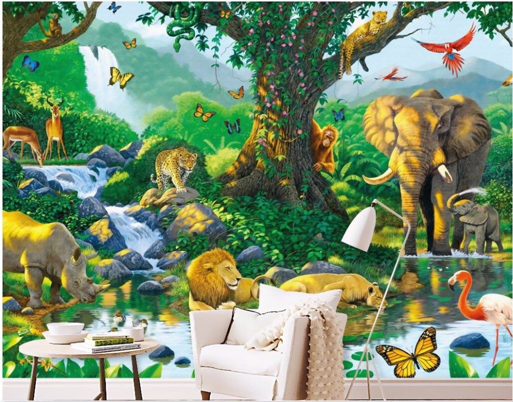 Mbwlkj 3d Wallpaper 3d Photo Wallpaper Animal World - Jungle Harmony - HD Wallpaper 