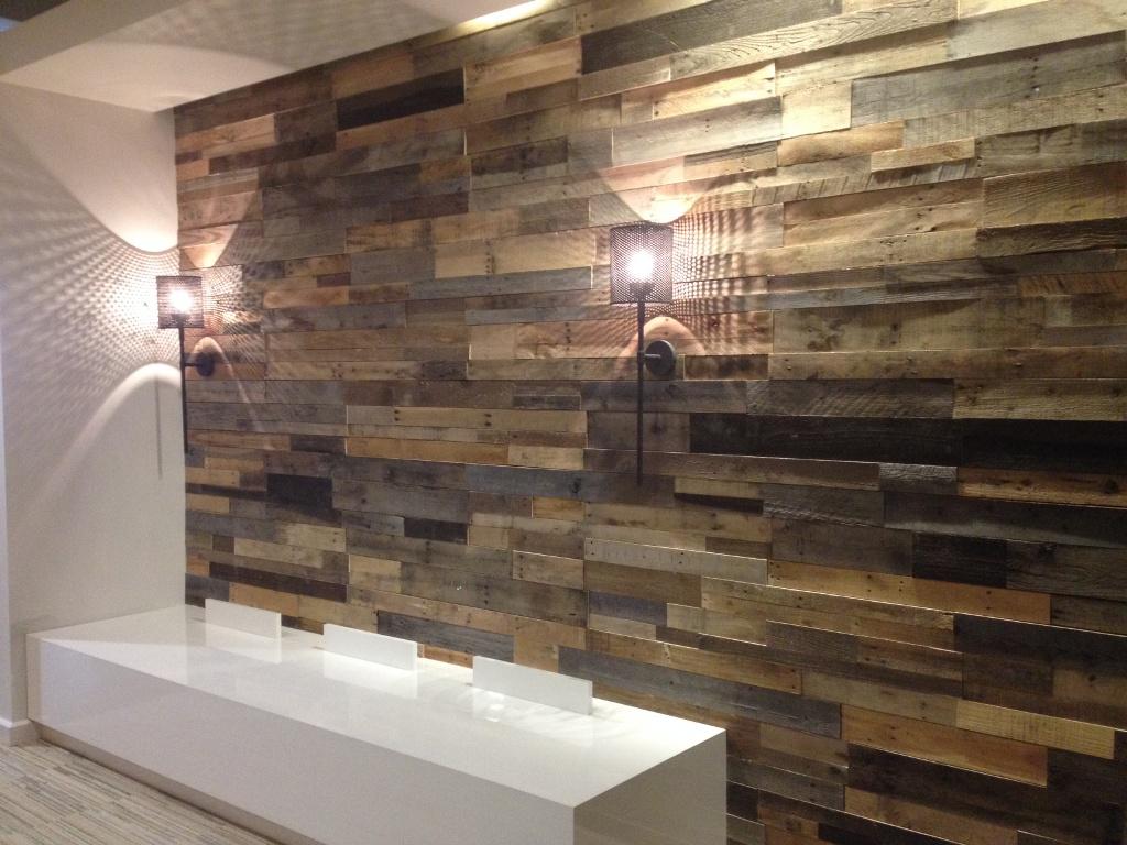 Reclaimed Wood Panels Effect Faux Wallpaper Pic Hwb314491 - Pallet Wood Wall Cladding - HD Wallpaper 