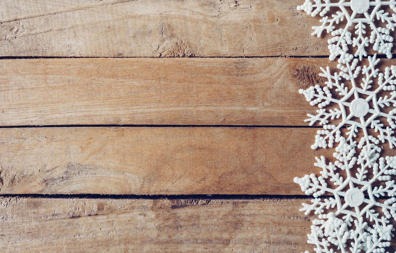 Photo Wallpaper Winter, Snowflakes, Tree, Board, New - Wood Background With Snowflakes - HD Wallpaper 