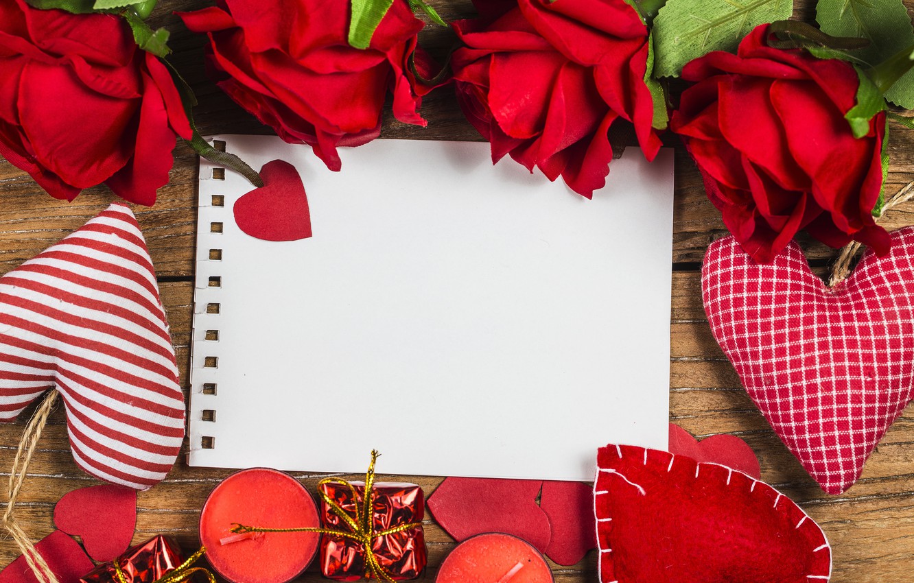Photo Wallpaper Love, Flowers, Heart, Roses, Frame, - Valentine's Day - HD Wallpaper 