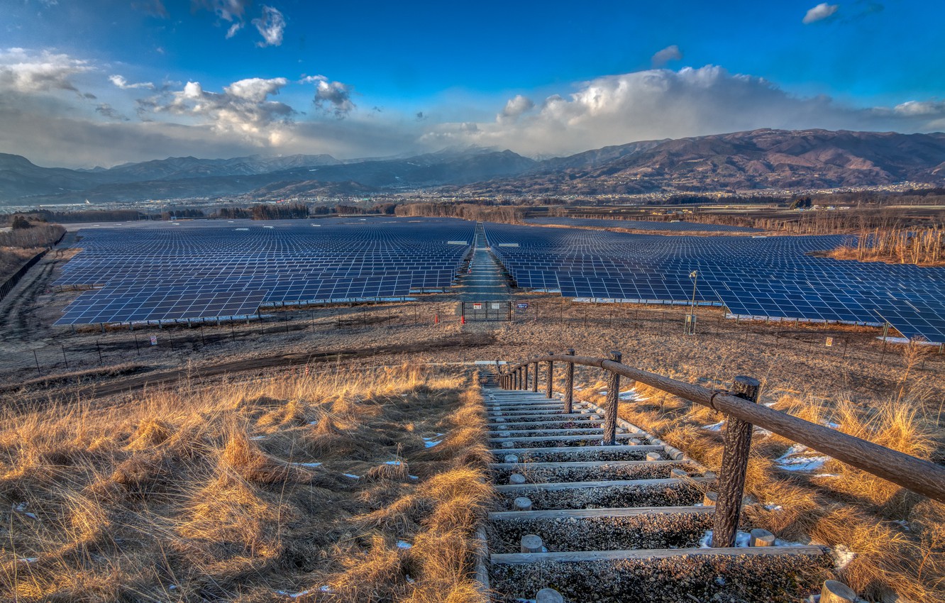 Photo Wallpaper Technology, Solar Panels, Sea Of Solar - Mountain - HD Wallpaper 