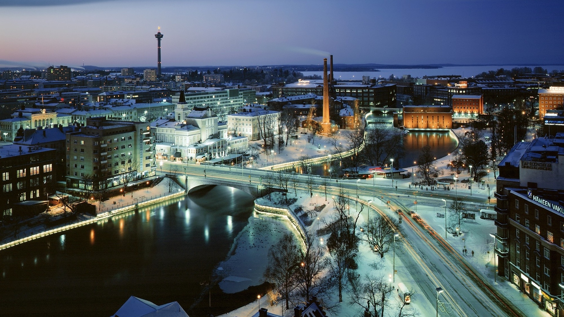 Winter City Wallpaper - Tampere Finland - HD Wallpaper 