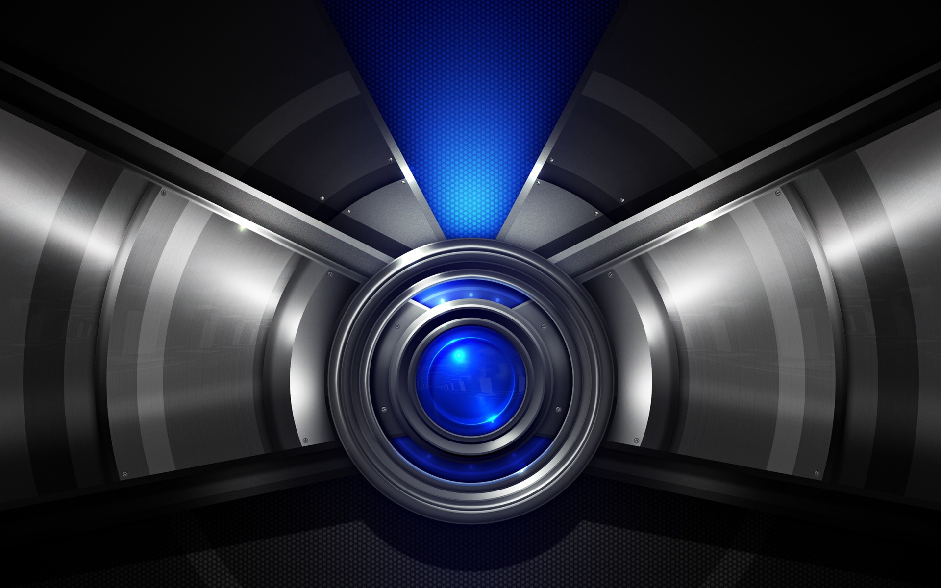 Metallic Techno Background, Steel Texture, Blue Glass - Circle - HD Wallpaper 