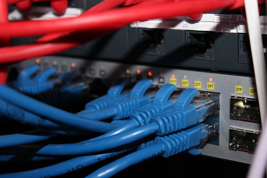 Patch Panel, Cat 6, Patch Lead, Red, Blue, Comms Rack, - Computer Network - HD Wallpaper 