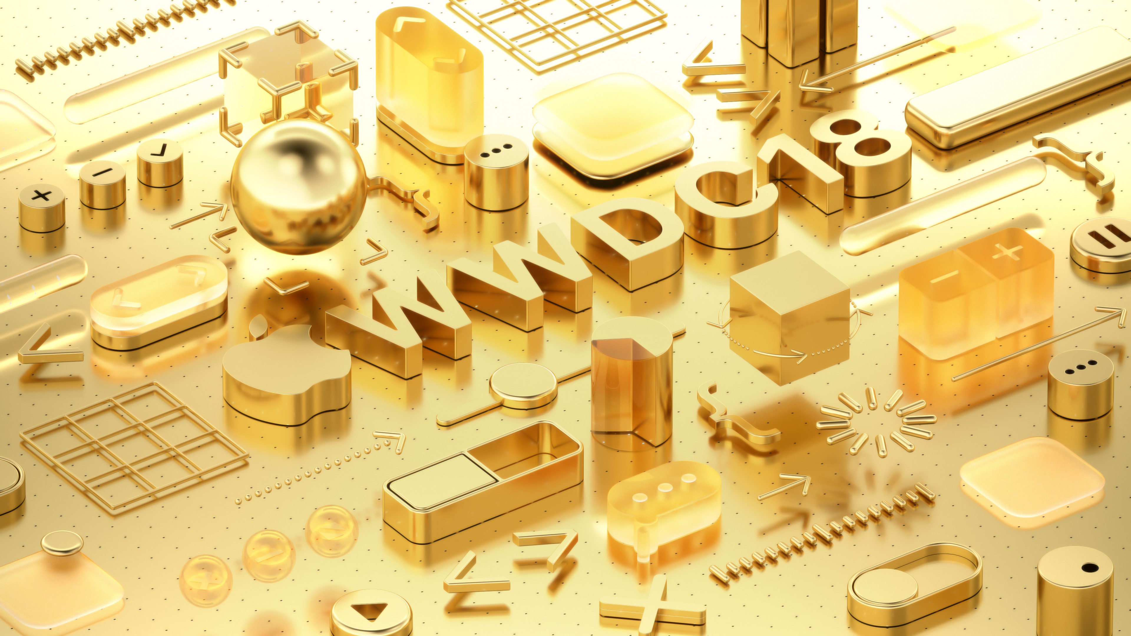 Wallpaper Wwdc 2018, Gold, 3d, 4k, Hi Tech - Wwdc 2018 Gold - HD Wallpaper 