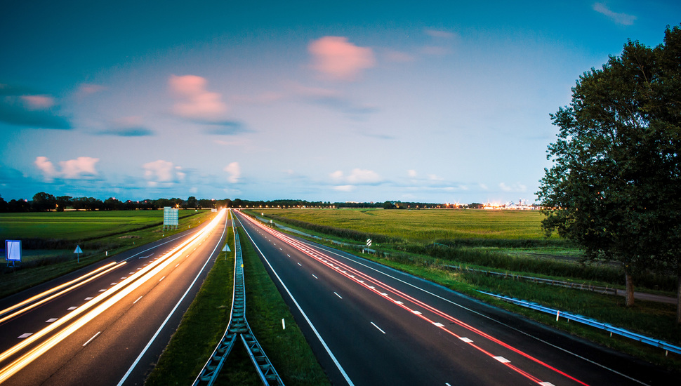 The Netherlands, Lights, Autobahn, Evening, Marssum, - Highway Night Road Background - HD Wallpaper 