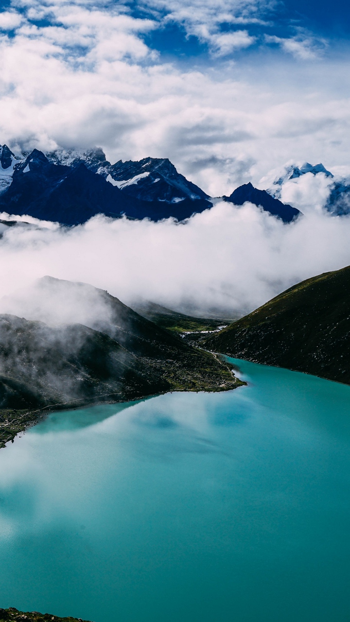 Wallpaper Mountains, Fog, Lake - Gokyo Lake - HD Wallpaper 
