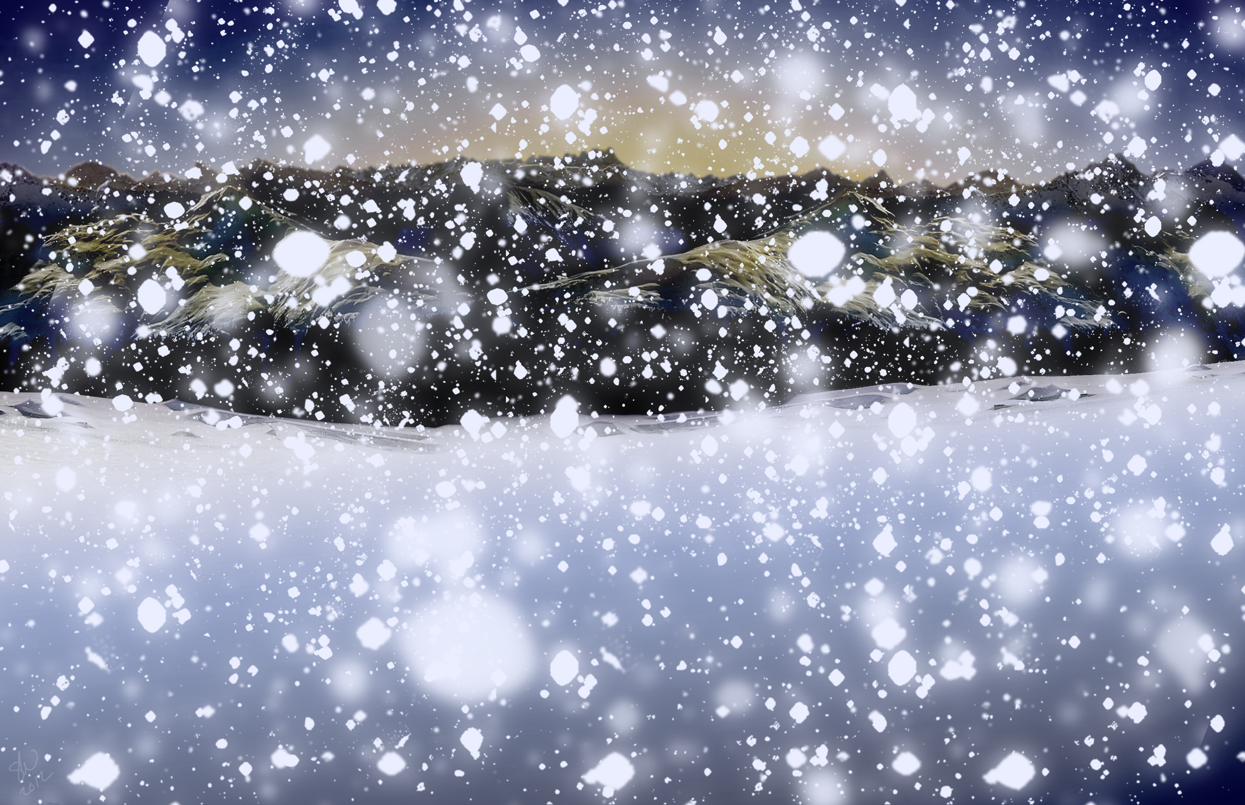 Snow Scene Blue Snowy Day Night Evening Mountain Desktop - Free Snow Scene Holiday Background - HD Wallpaper 