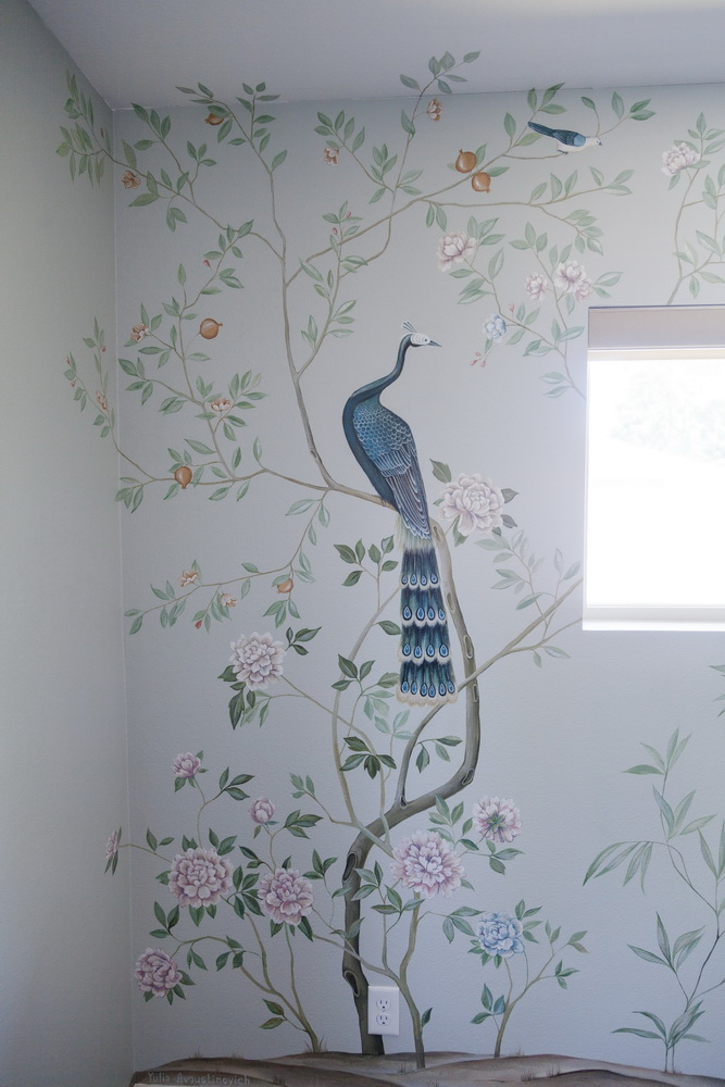 Nursery Mural In Chinoiserie Style - Chinoiserie Nursery - HD Wallpaper 