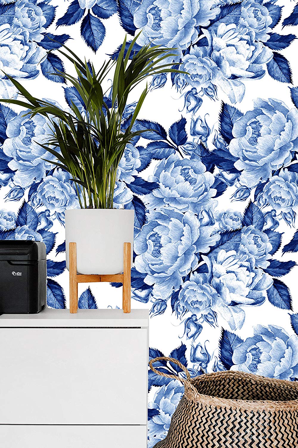 Peel And Stick Wallpaper Blue Floral - HD Wallpaper 