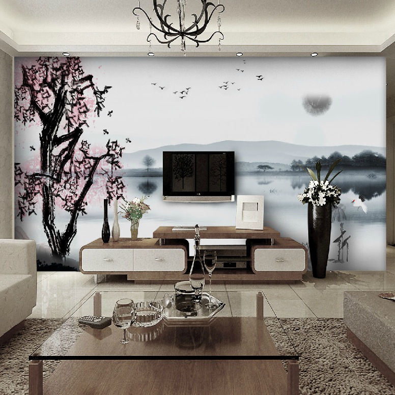 Wall Mural Behind Tv - HD Wallpaper 