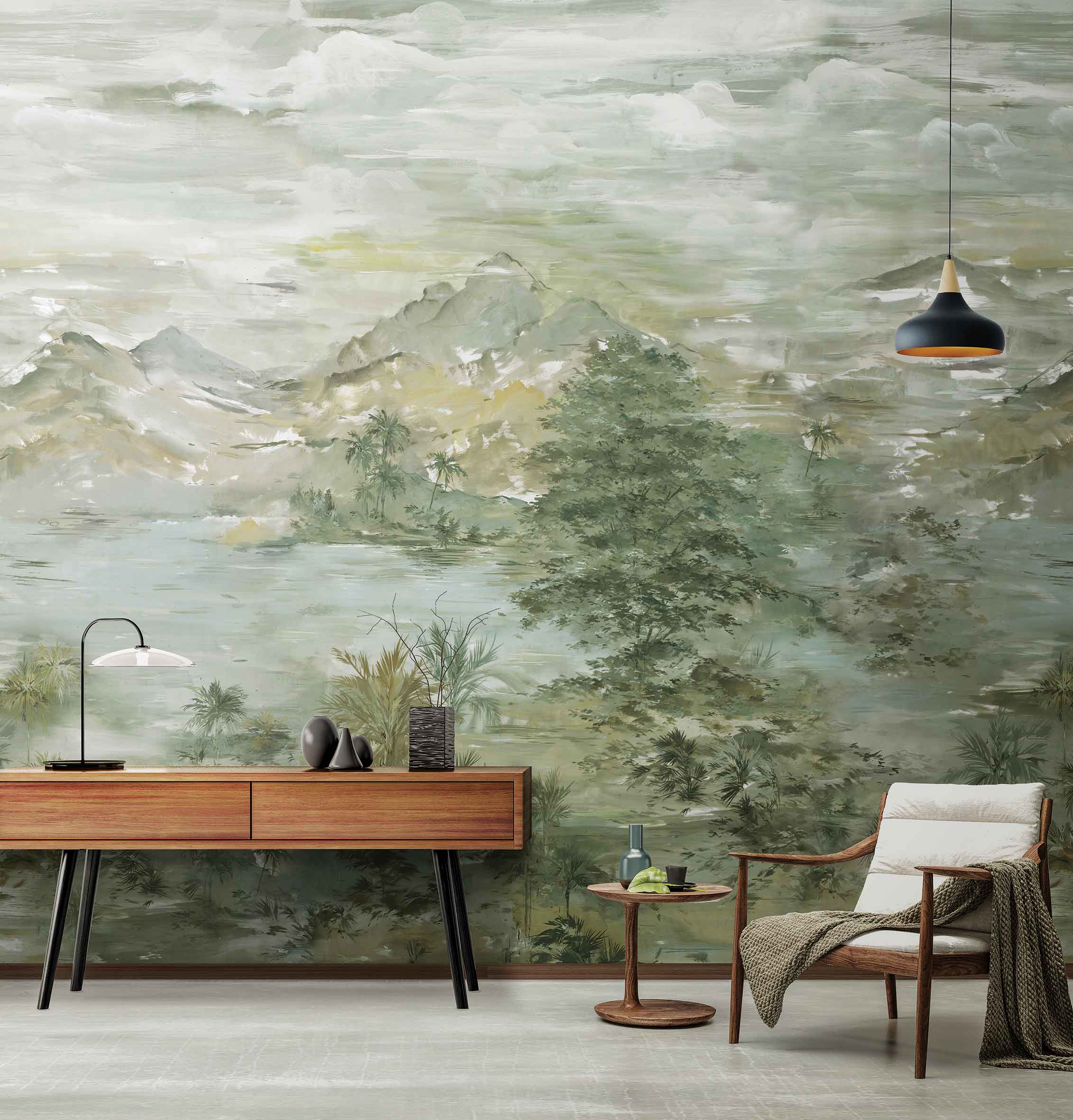 Chinese Landscape Mural Art - HD Wallpaper 