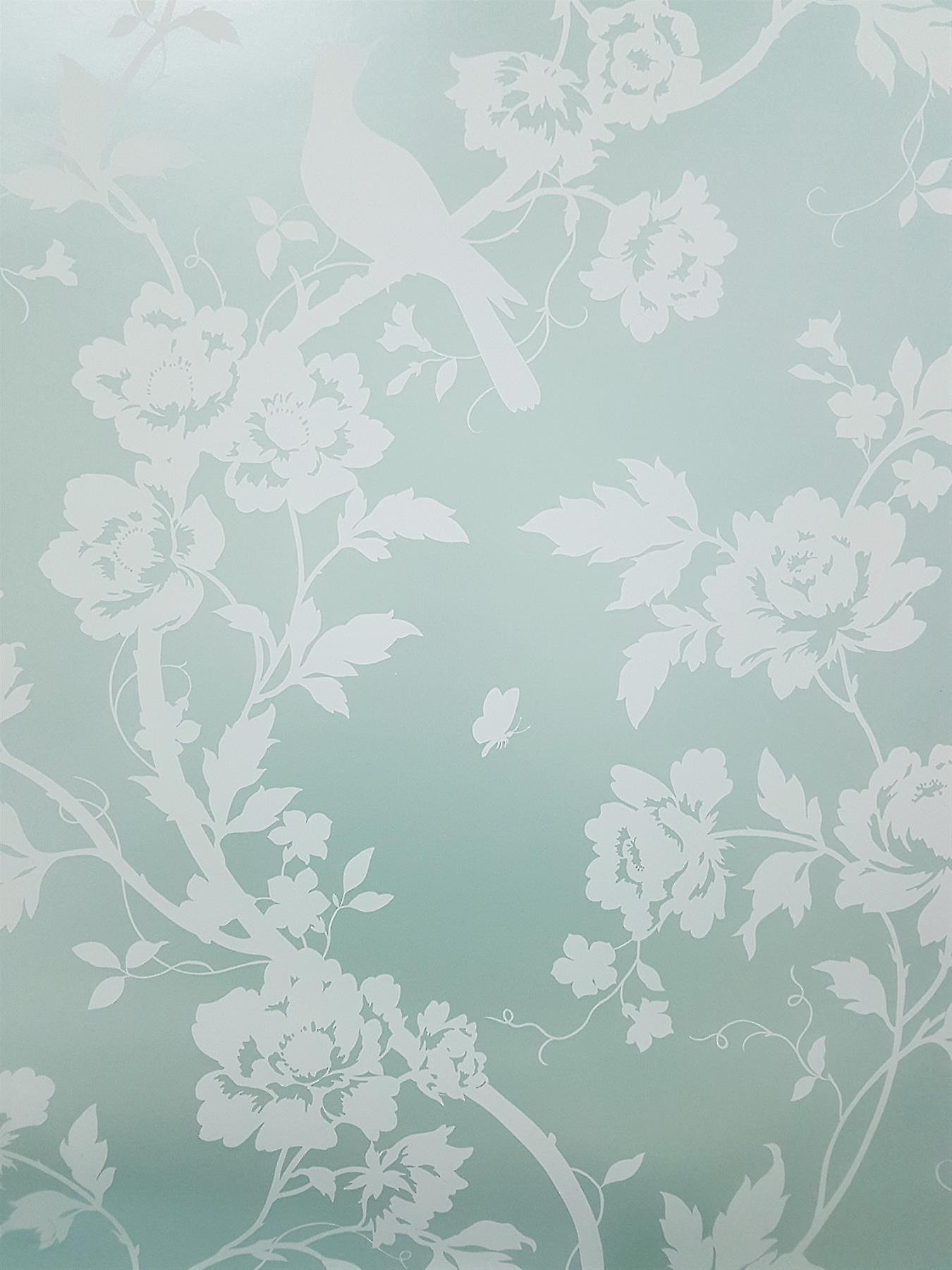 Mint Green Floral Wallpaper Birds Metallic White Fine - Mint Green - HD Wallpaper 