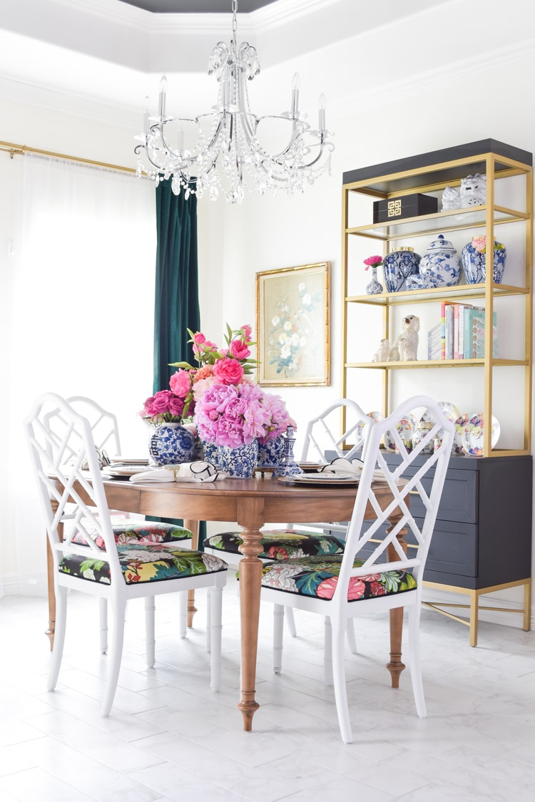 Chinoiserie Dining Chairs And Blue, Chinoiserie Dining Chair Cushions