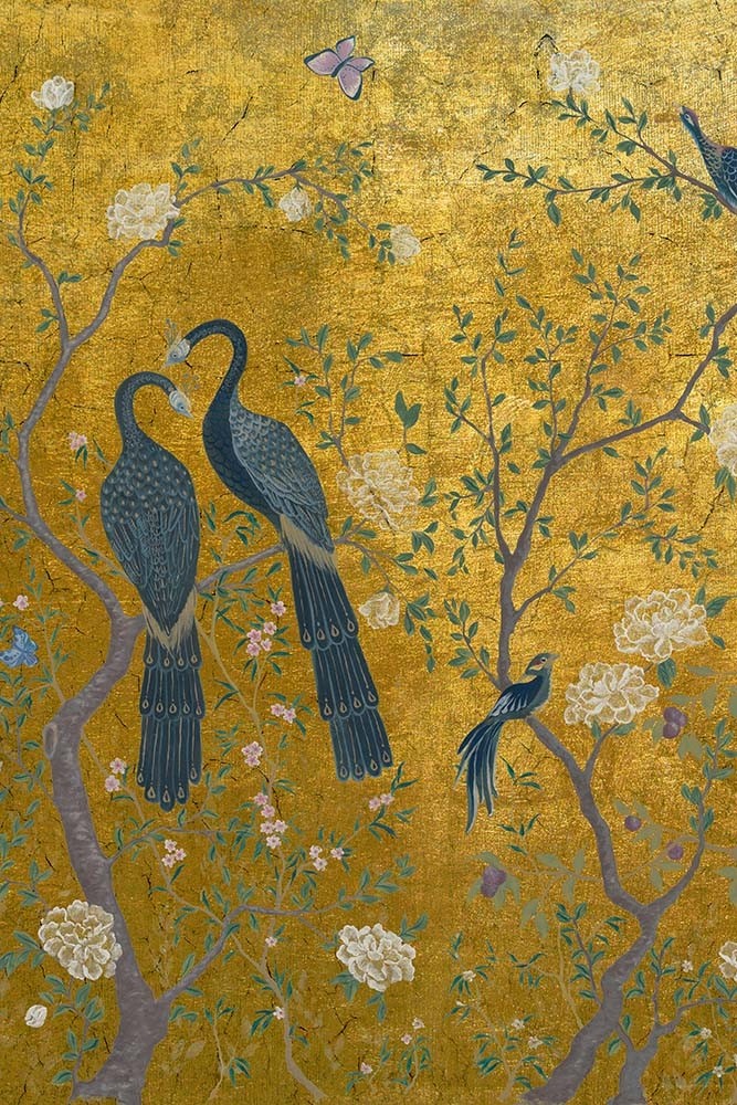 Gold Chinoiserie Wallpaper - HD Wallpaper 
