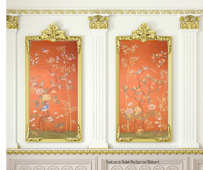 Silk Wallpaper Chinoiserie Style - HD Wallpaper 