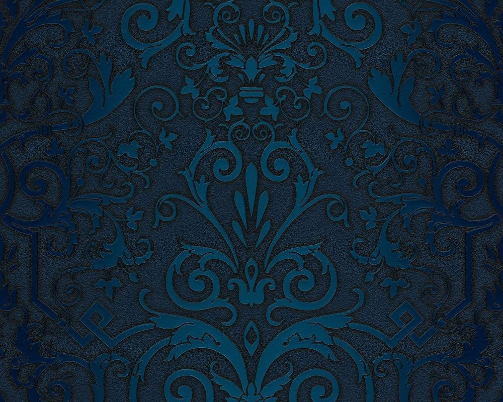 Papier Peint Baroque Bleu - HD Wallpaper 