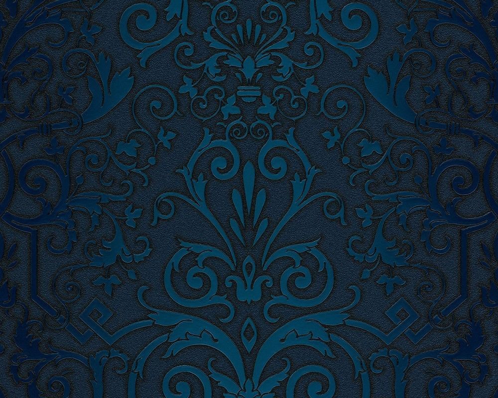 Papier Peint Baroque Bleu - HD Wallpaper 