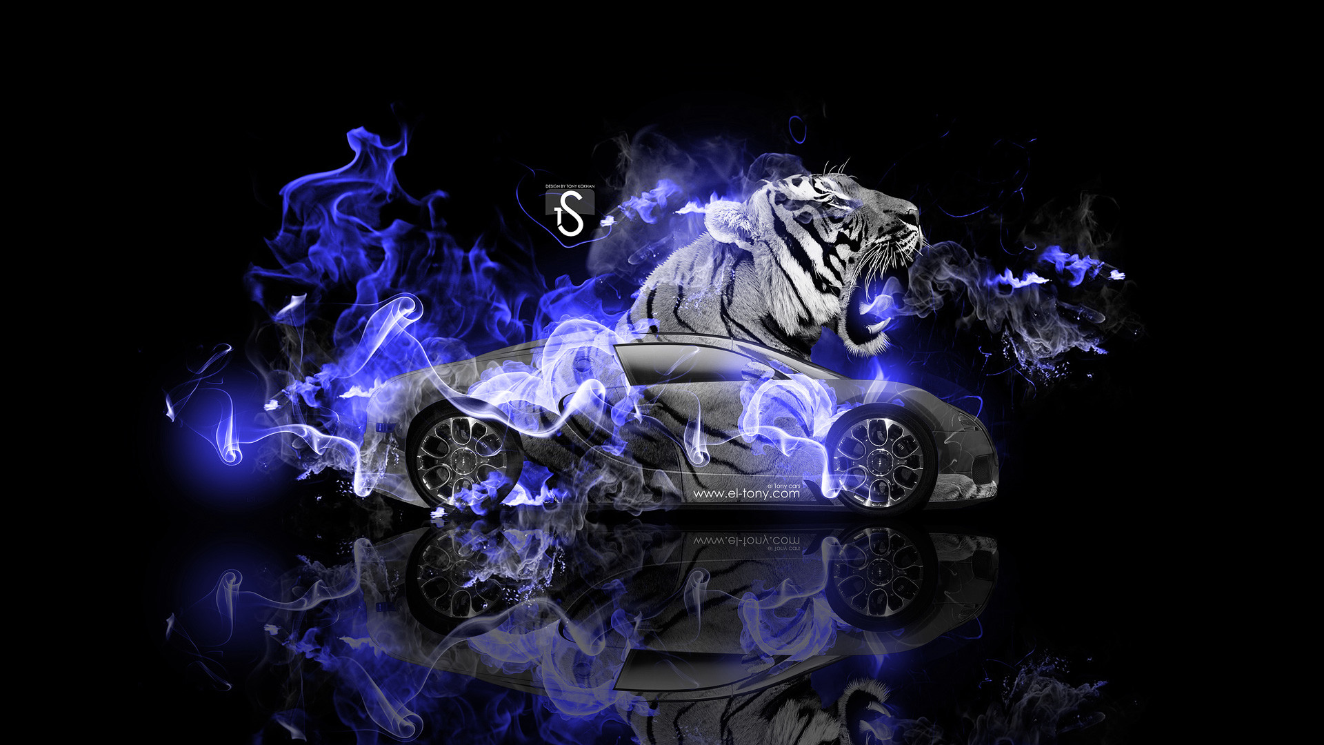 Bugatti Veyron Fantasy Tiger Blue Fire Car 2014 - Cool Wallpaper Bugatti - HD Wallpaper 