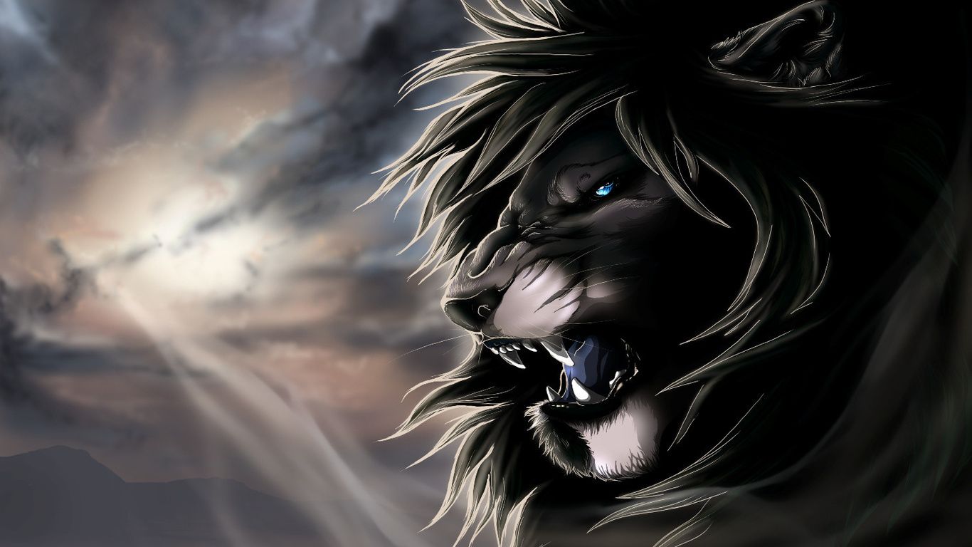 Angry Lion Wallpapers Phone Tiger High Resolution Fire - Lion Hd Animated -  1366x768 Wallpaper 