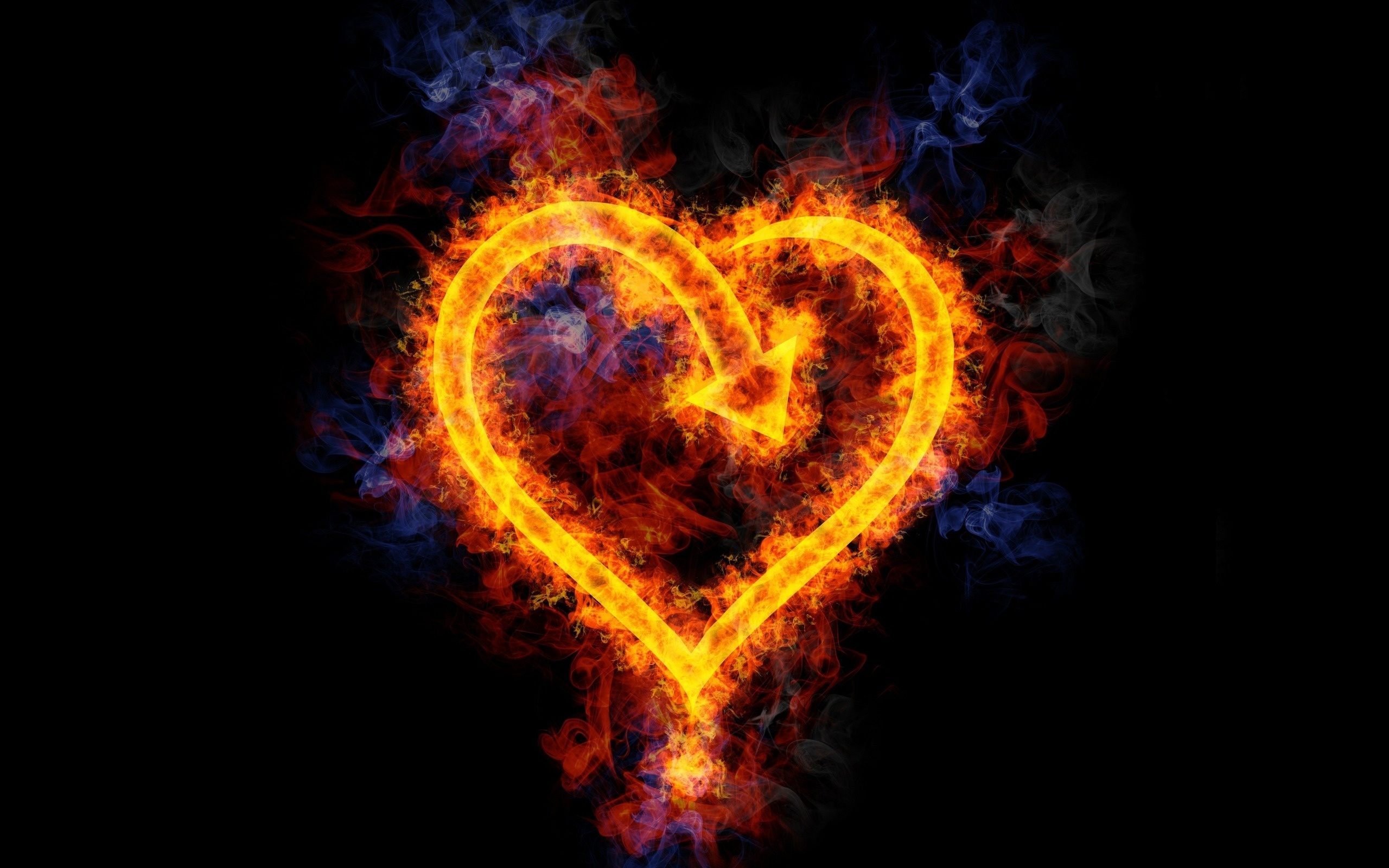 Fire Heart Wallpaper - Orange And Black Heart - HD Wallpaper 