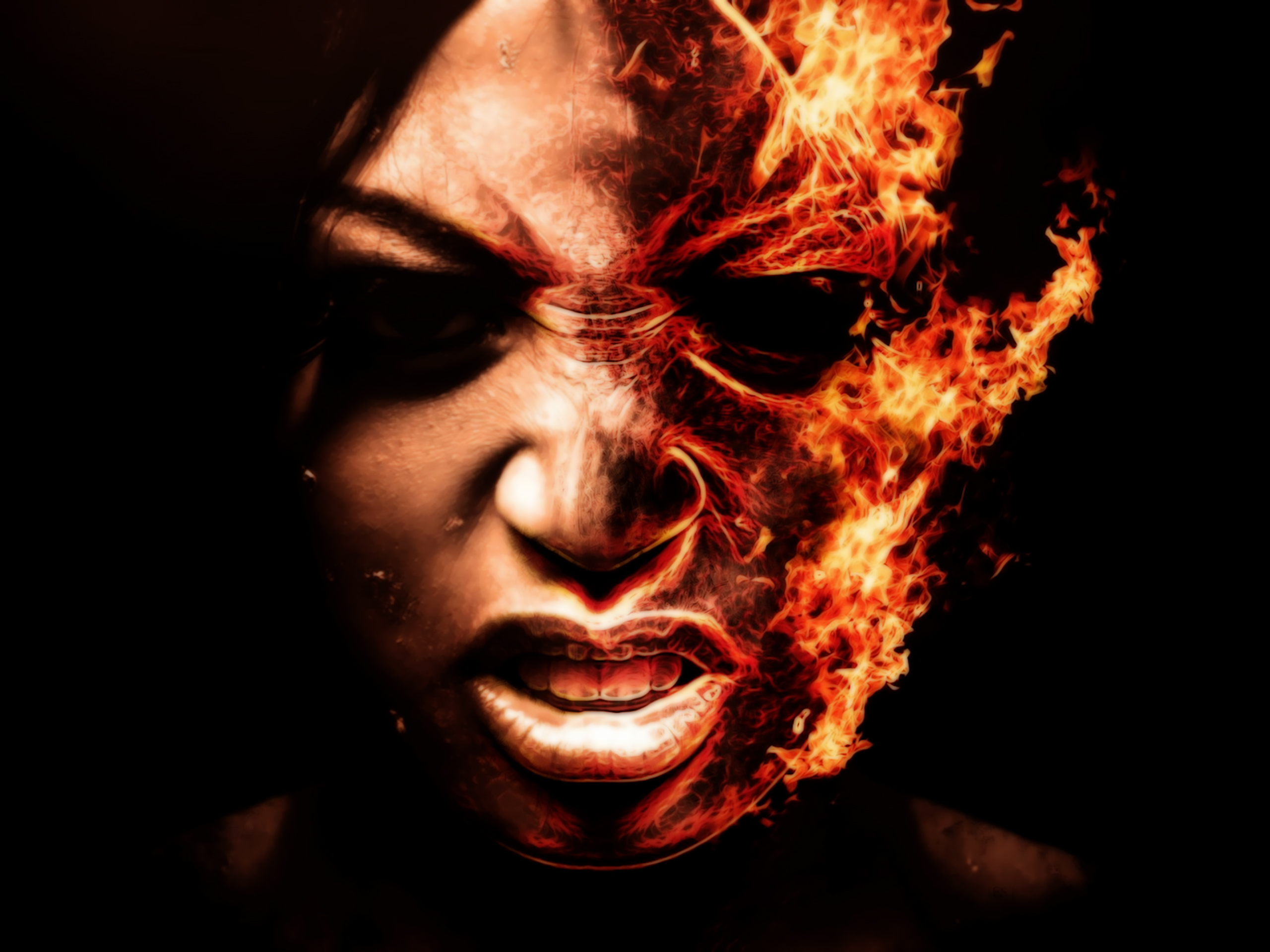 But What About A Faceof Fire - Horror Woman Face Background - HD Wallpaper 