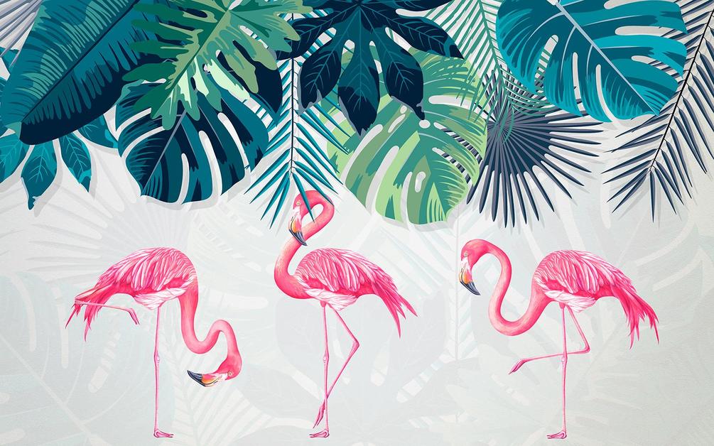 Wall Mural Flamingo, Greater Flamingo And Bird - Wallpaper - HD Wallpaper 