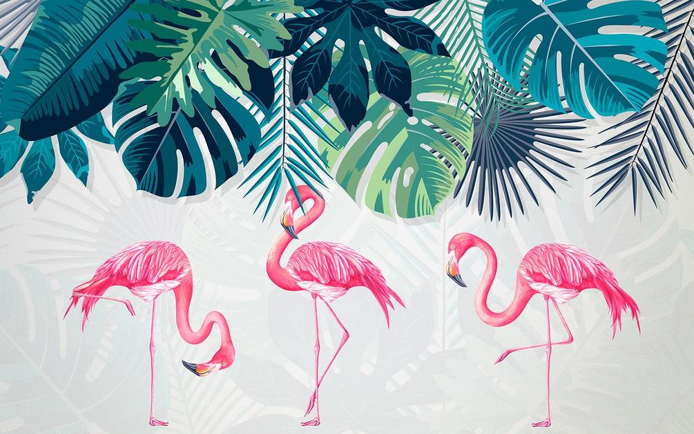 Wall Mural Flamingo, Greater Flamingo And Bird - Wallpaper - HD Wallpaper 
