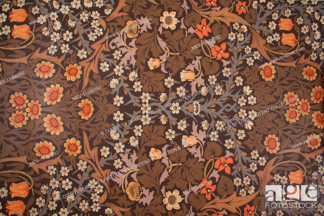 Floral Small Print Wallpaper, William Morris Style, - Blue And White Flowers On Green - HD Wallpaper 