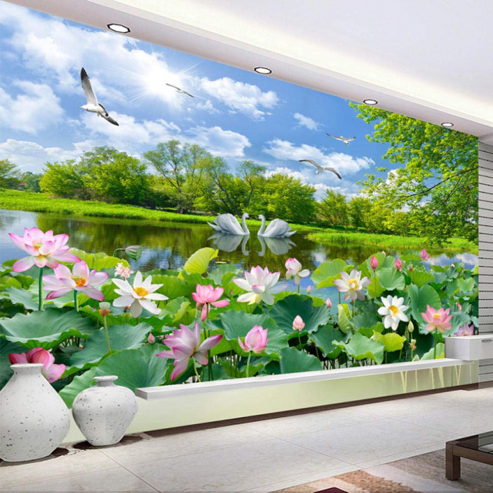 Chinese Mural Lake - HD Wallpaper 
