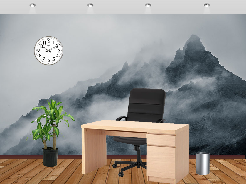 Huge Mountain Covered With Clouds Black And White Wallpaper - Foggy Mountains - HD Wallpaper 