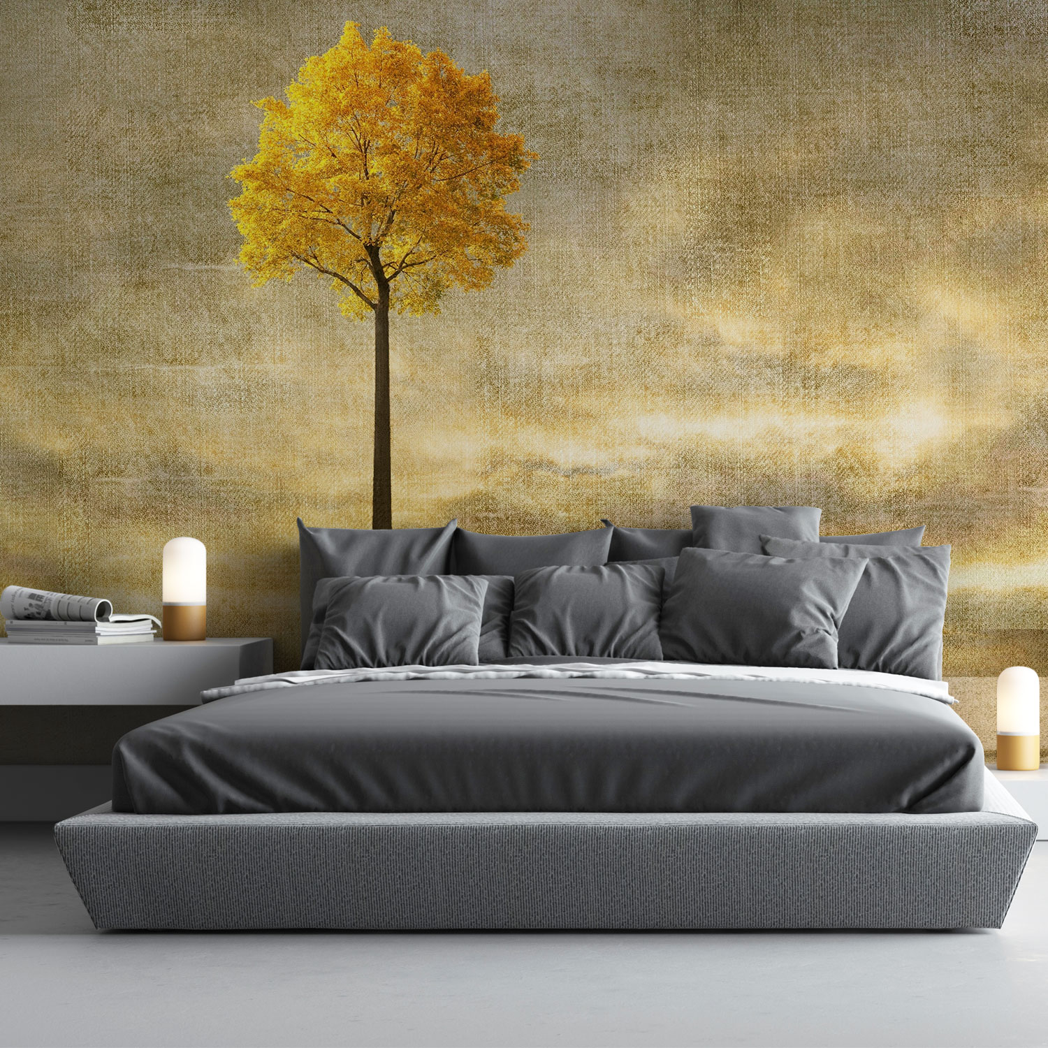 Thumbnail - Red Tree On Grey - HD Wallpaper 