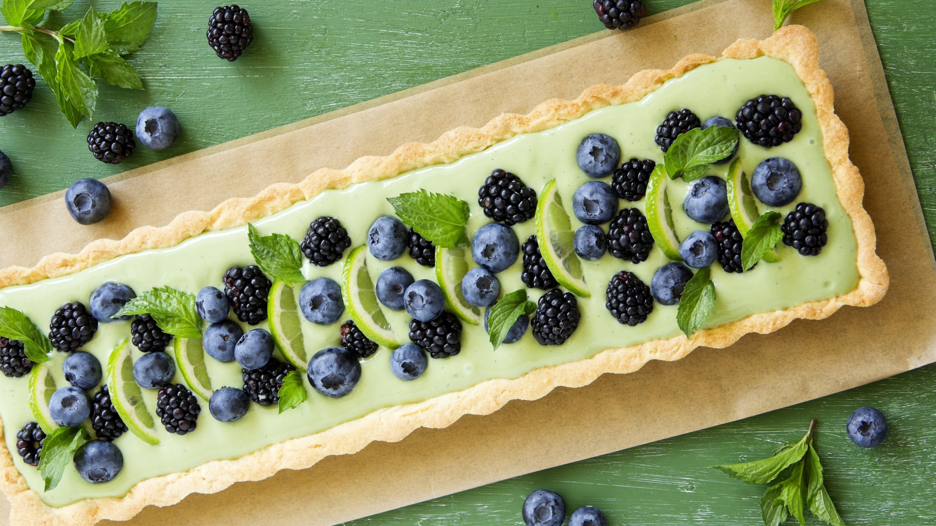 Fruit Pie Blueberry Blackberry Mint Uhd 4k Wallpaper - Blueberry Blackberry Mint Pie - HD Wallpaper 